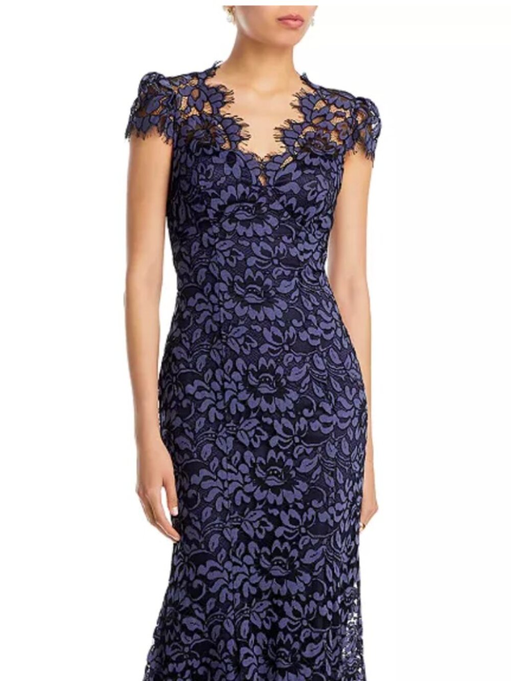Eliza J Scalloped Lace Gown